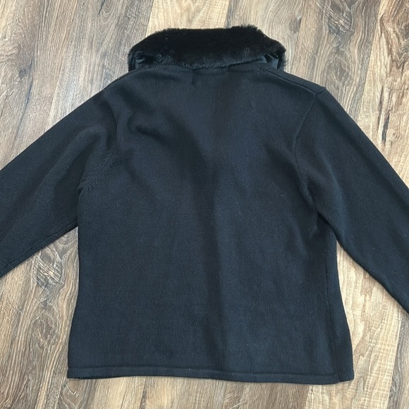 Tiara International Christmas Collection Poinsettia Blk Cardigan Sequin Beads L - Picture 11 of 16